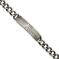 Chisel Stainless Steel Matte Finish Gun Metal IP-plated 9 inch ID Bracelet SRB1928-9