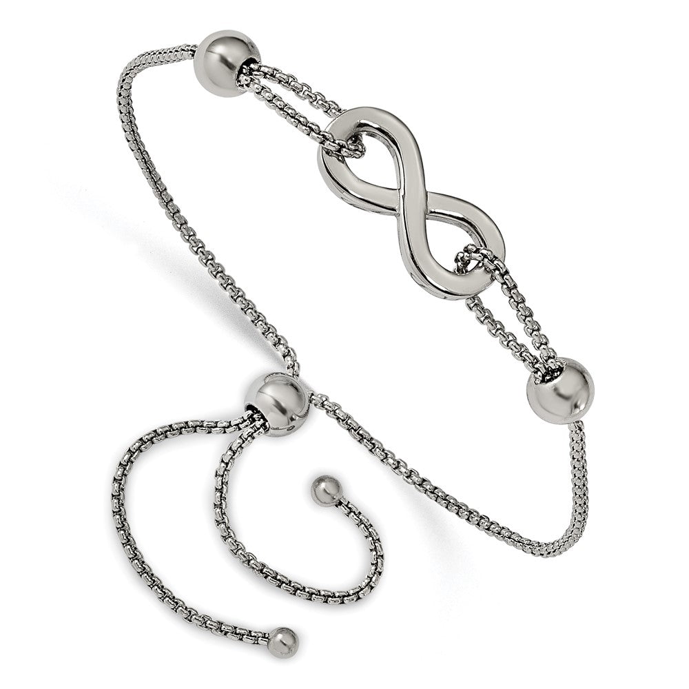 Chisel Stainless Steel Polished Infinity Symbol Adjustable Bracelet SRB1953