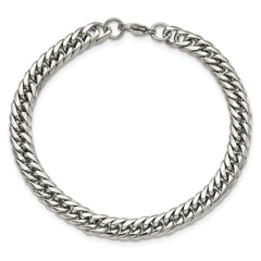 Chisel Stainless Steel Polished 9 inch Double Curb Chain Bracelet SRB1967-9