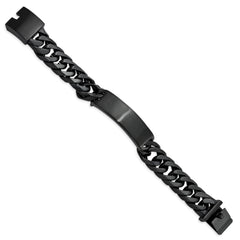 Chisel Stainless Steel Brushed Black IP-plated Curb Chain 9 inch ID Bracelet SRB1984-9