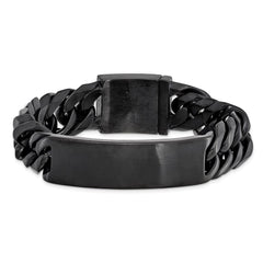 Chisel Stainless Steel Brushed Black IP-plated Curb Chain 9 inch ID Bracelet SRB1984-9