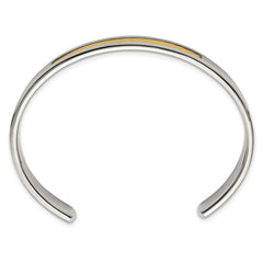 Chisel Stainless Steel with 18k Gold Accent Polished and Textured with 1/20 carat Diamond Cuff Bangle SRB2068