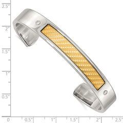 Chisel Stainless Steel with 18k Gold Accent Polished and Textured with 1/20 carat Diamond Cuff Bangle SRB2068