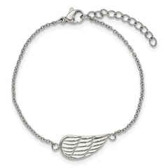Chisel Stainless Steel Polished and Textured Angel Wing 6.25 inch Bracelet with 1.25 inch Extension SRB2104-6.25