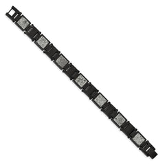 Chisel Stainless Steel Polished Black IP-plated with Sedimentary Rock Inlay 8.5 inch Link Bracelet SRB2168-8.5