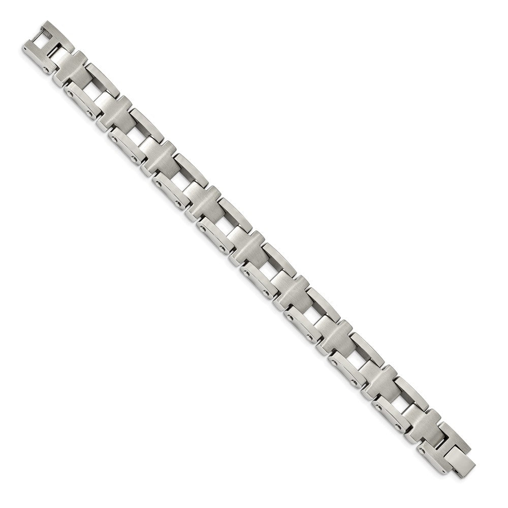 Chisel Stainless Steel Brushed and Polished 8.5 inch Open Cross Link Bracelet SRB2174-8.5