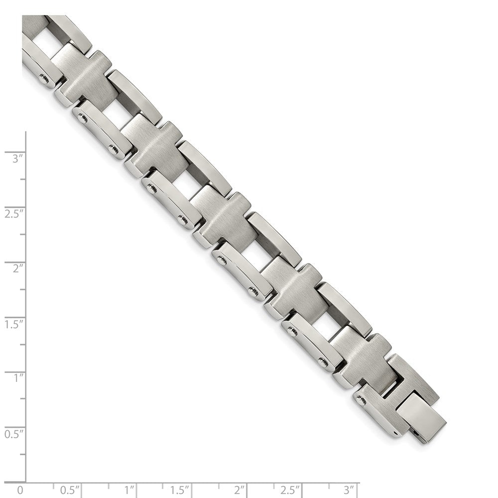 Chisel Stainless Steel Brushed and Polished 8.5 inch Open Cross Link Bracelet SRB2174-8.5