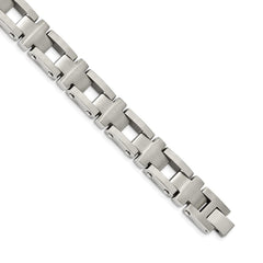 Chisel Stainless Steel Brushed and Polished 8.5 inch Open Cross Link Bracelet SRB2174-8.5