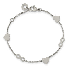 Chisel Stainless Steel Polished Heart and Infinity 7 inch Bracelet with 1 inch Extension SRB2179-7