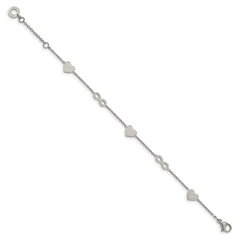 Chisel Stainless Steel Polished Heart and Infinity 7 inch Bracelet with 1 inch Extension SRB2179-7