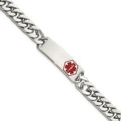 Chisel Stainless Steel Polished with Red Enamel Medical ID 8.5 inch Bracelet SRB2196-8.5