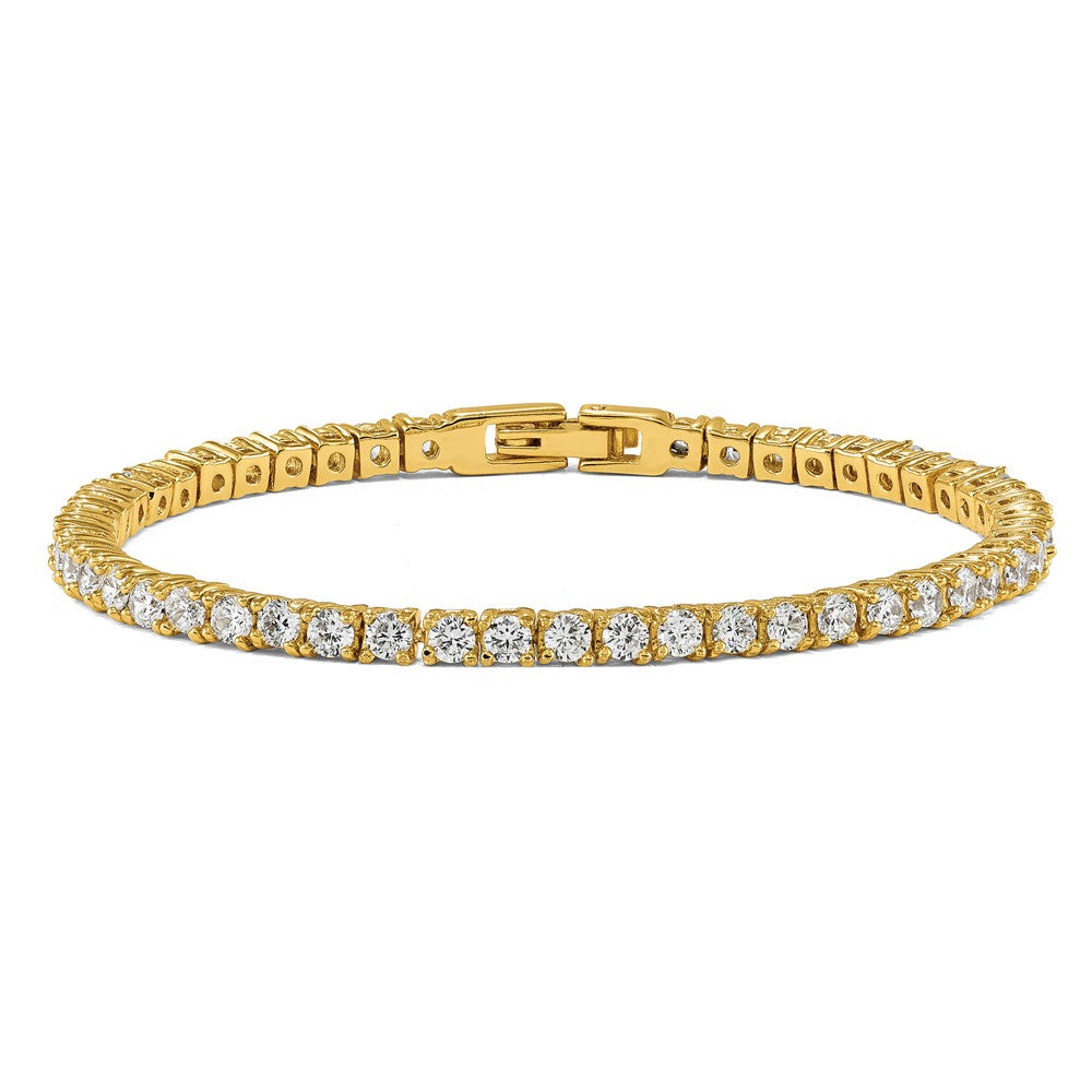 Chisel Stainless Steel Polished Yellow IP-plated CZ 7.5 inch Tennis Bracelet SRB2203-7.5