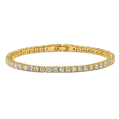 Chisel Stainless Steel Polished Yellow IP-plated CZ 7.5 inch Tennis Bracelet SRB2203-7.5
