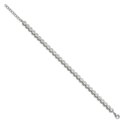 Chisel Stainless Steel Polished Round CZ Link 7 inch Bracelet with 1 inch Extension SRB2228-7
