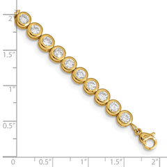 Chisel Stainless Steel Polished Yellow IP-plated Round CZ Link 7 inch Bracelet with 1 inch Extension SRB2229-7