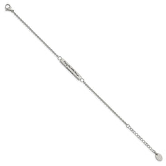 Chisel Stainless Steel Polished with CZ LOVE DREAM LAUGH Enjoy the little things 7 inch Bracelet with 1.5 inch Extension SRB2258-7