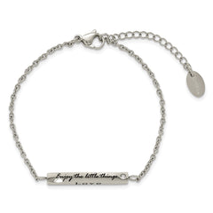 Chisel Stainless Steel Polished with CZ LOVE DREAM LAUGH Enjoy the little things 7 inch Bracelet with 1.5 inch Extension SRB2258-7