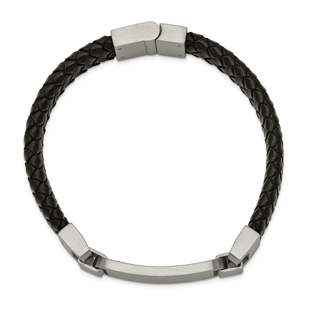 Chisel Stainless Steel Brushed Black Leather 8.5 inch ID Bracelet SRB2399-8.5