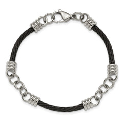 Chisel Stainless Steel Polished Black IP-plated Cable 9 inch Bracelet SRB249-9