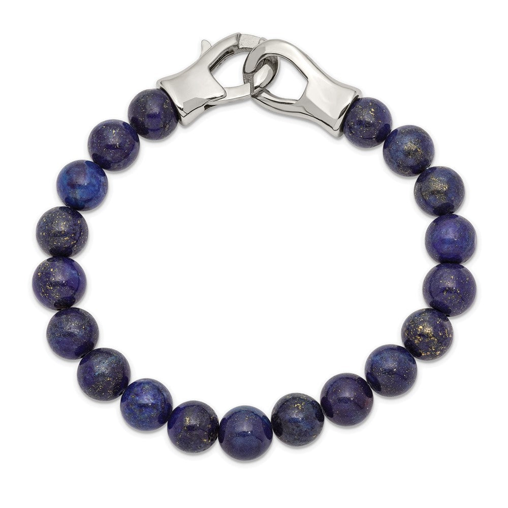 Chisel Stainless Steel Polished Genuine Lapis Beaded 9 inch Bracelet SRB2494-9