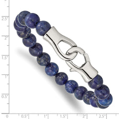 Chisel Stainless Steel Polished Genuine Lapis Beaded 9 inch Bracelet SRB2494-9