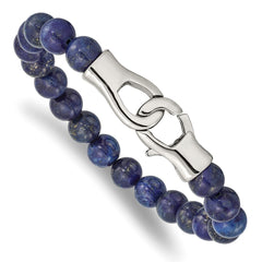 Chisel Stainless Steel Polished Genuine Lapis Beaded 9 inch Bracelet SRB2494-9