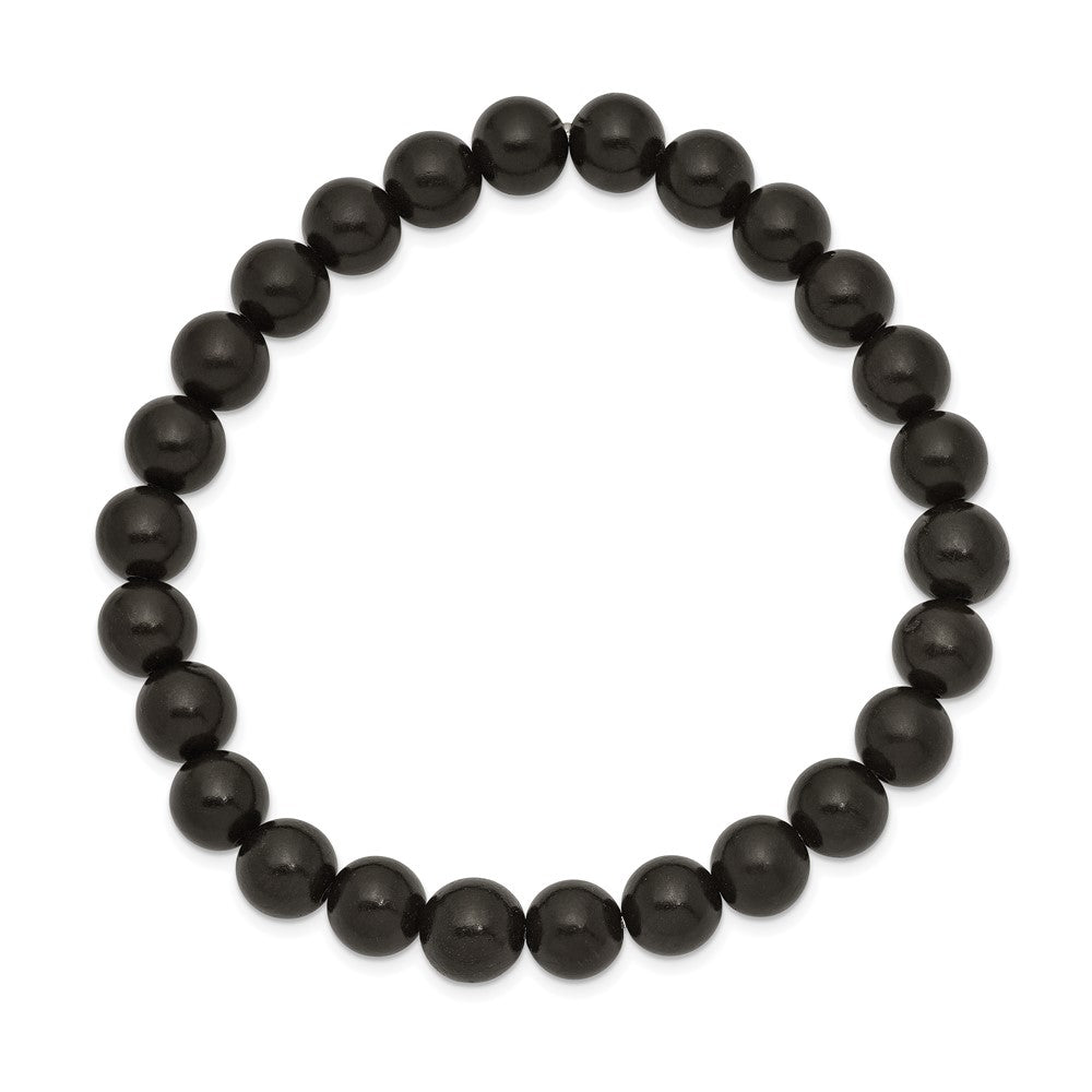 Chisel 8mm Black Wood Beaded Stretch Bracelet SRB2515