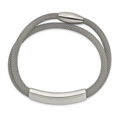 Chisel Stainless Steel Polished Mesh 2-Strand Adjustable ID Bracelet SRB2594