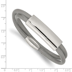 Chisel Stainless Steel Polished Mesh 2-Strand Adjustable ID Bracelet SRB2594