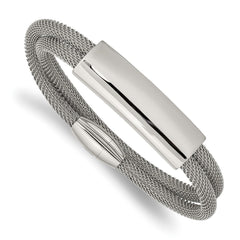 Chisel Stainless Steel Polished Mesh 2-Strand Adjustable ID Bracelet SRB2594