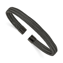 Chisel Stainless Steel Polished Black IP-plated 6mm Mesh Wire Cuff Bangle SRB2600