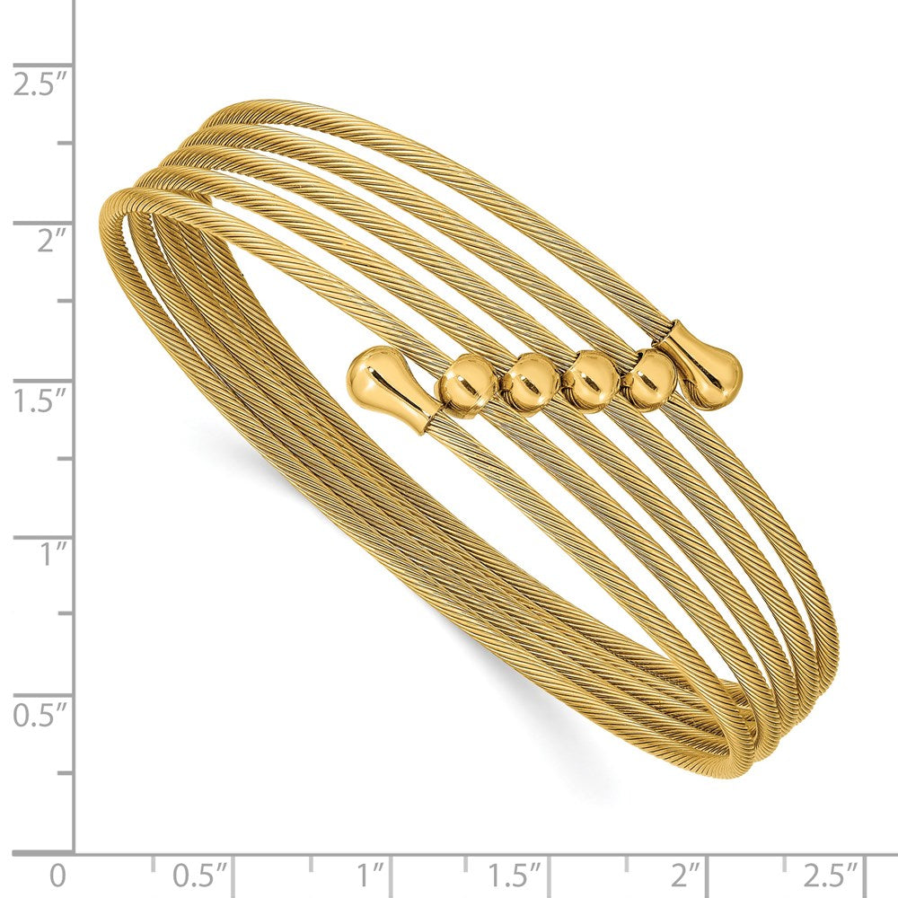Chisel Stainless Steel Polished Yellow IP-plated Flexible Coil Bangle SRB2603
