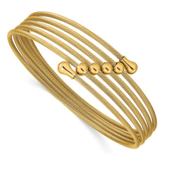 Chisel Stainless Steel Polished Yellow IP-plated Flexible Coil Bangle SRB2603