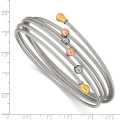 Chisel Stainless Steel Polished Rose and Yellow IP-plated Flexible Coil Bangle SRB2604