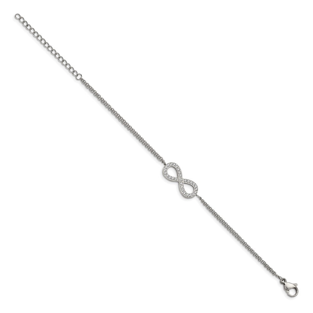 Chisel Stainless Steel Polished with CZ Infinity Symbol 6.25 inch Bracelet with 2 inch Extension SRB2616-6.25