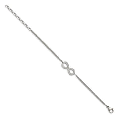 Chisel Stainless Steel Polished with CZ Infinity Symbol 6.25 inch Bracelet with 2 inch Extension SRB2616-6.25