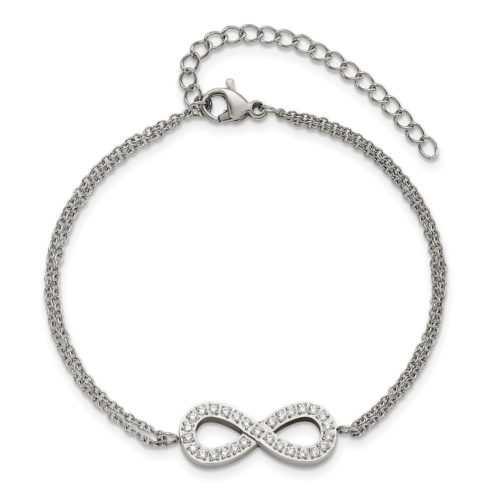 Chisel Stainless Steel Polished with CZ Infinity Symbol 6.25 inch Bracelet with 2 inch Extension SRB2616-6.25