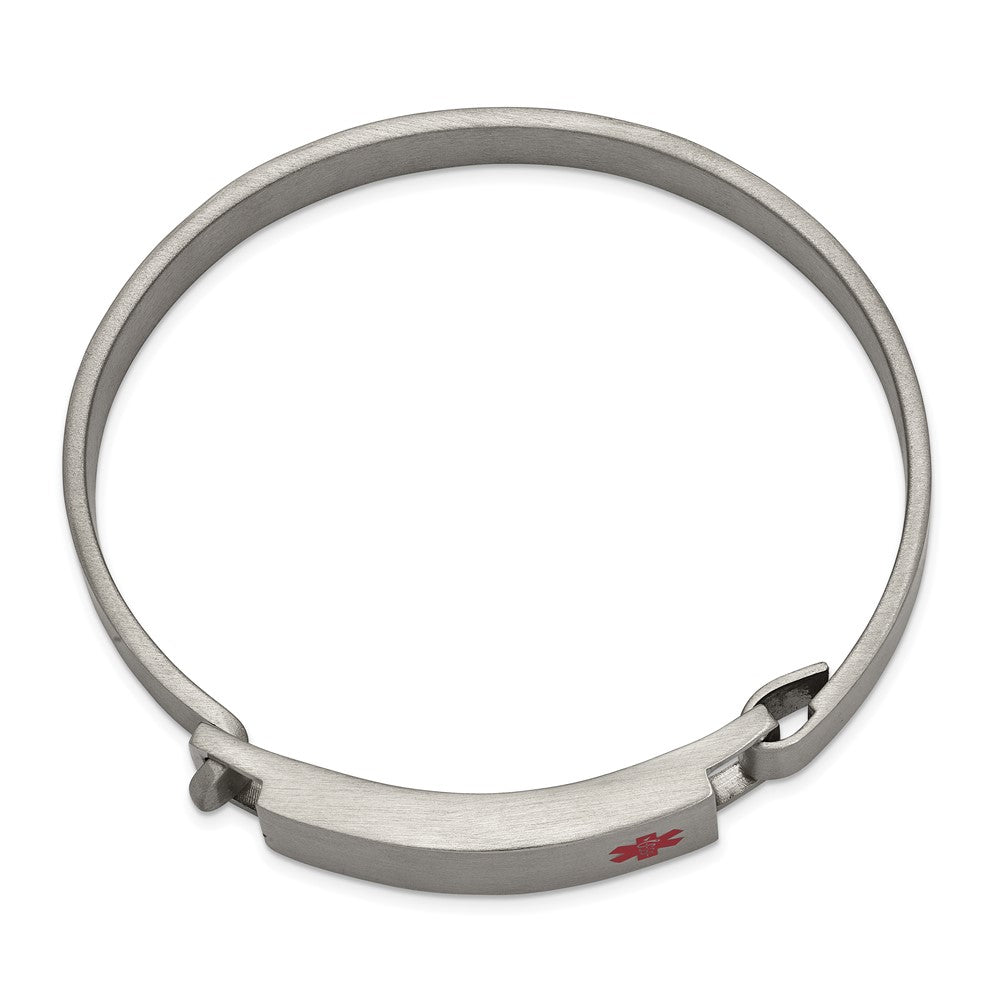 Chisel Stainless Steel Brushed with Red Enamel 8.00mm Medical ID Bangle SRB2636
