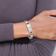 Chisel Stainless Steel Brushed with Red Enamel 8.00mm Medical ID Bangle SRB2636