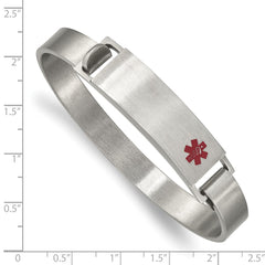 Chisel Stainless Steel Brushed with Red Enamel 8.00mm Medical ID Bangle SRB2636