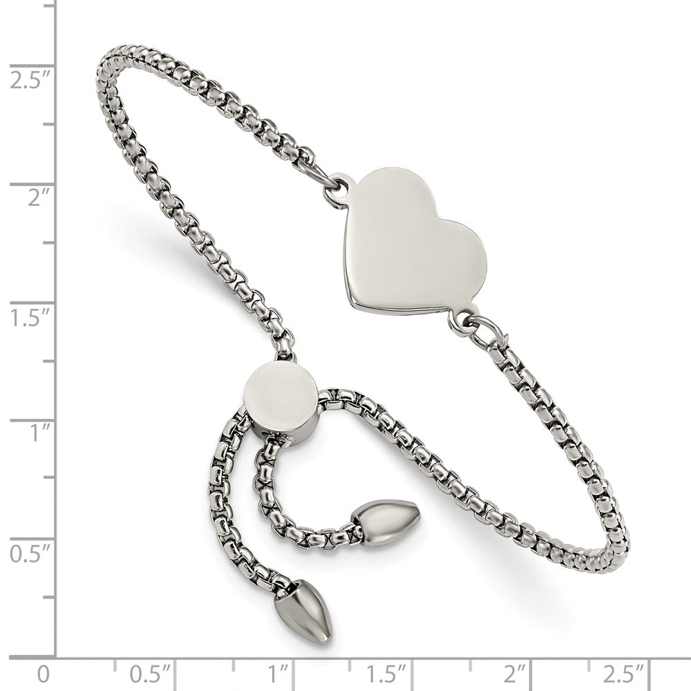 Chisel Stainless Steel Polished Heart Adjustable Bracelet SRB2642