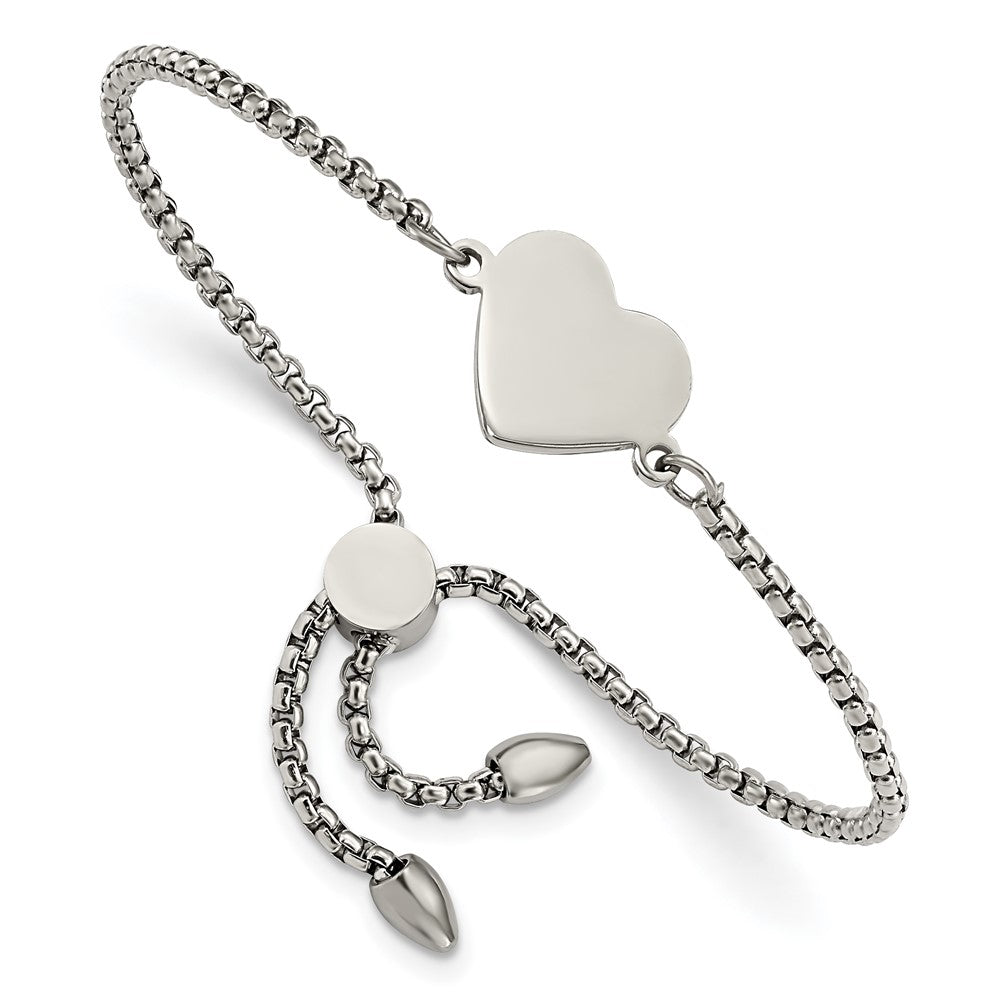 Chisel Stainless Steel Polished Heart Adjustable Bracelet SRB2642