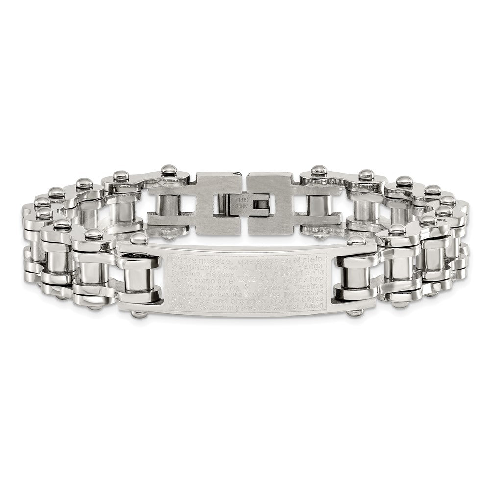 Chisel Stainless Steel Polished Spanish Lord's Prayer 9 inch Link ID Bracelet SRB2648-9