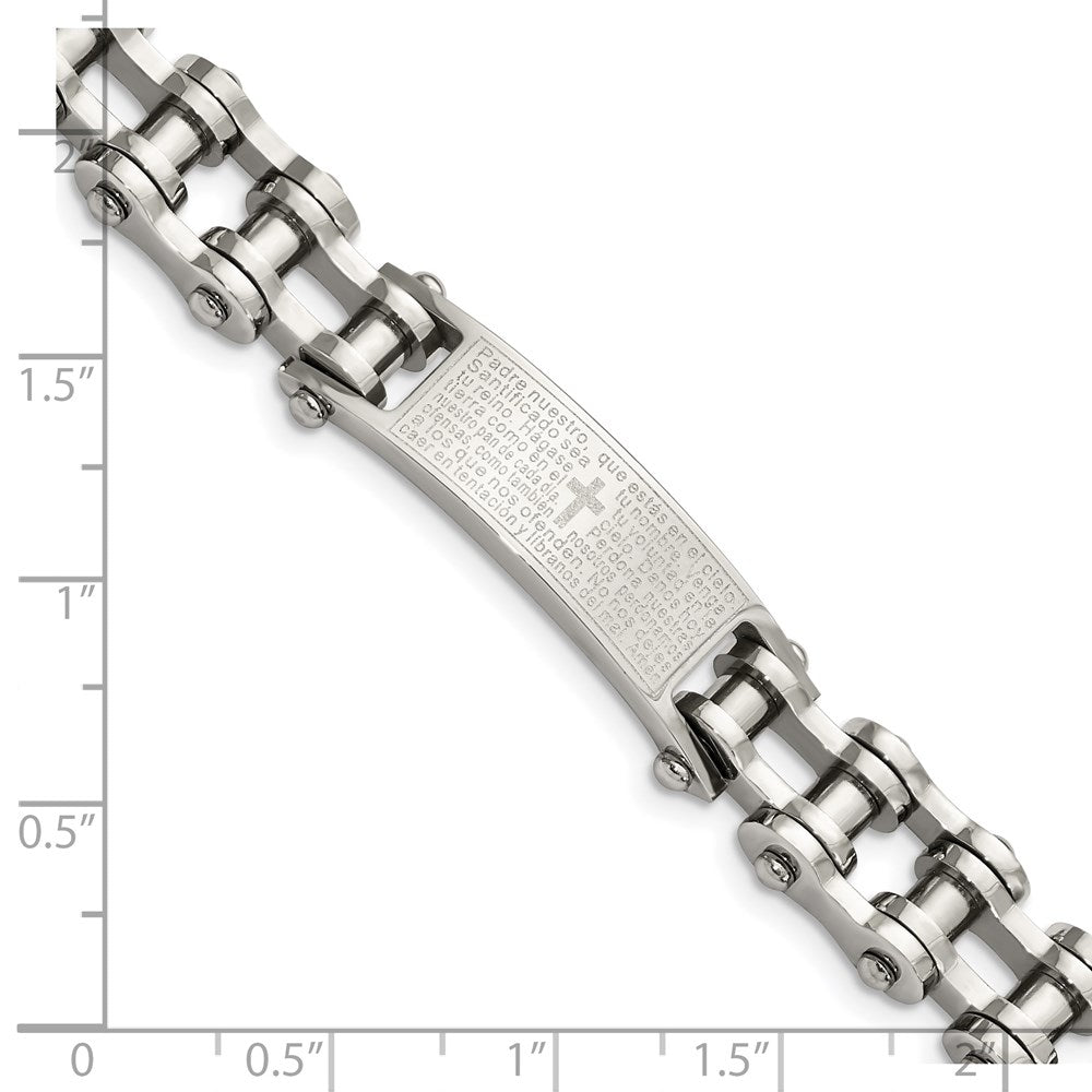 Chisel Stainless Steel Polished Spanish Lord's Prayer 9 inch Link ID Bracelet SRB2648-9