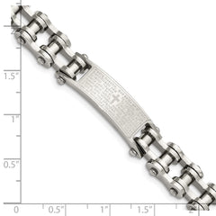 Chisel Stainless Steel Polished Spanish Lord's Prayer 9 inch Link ID Bracelet SRB2648-9