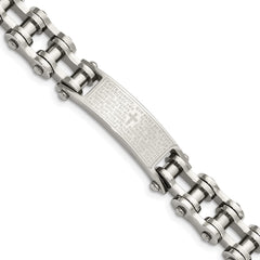 Chisel Stainless Steel Polished Spanish Lord's Prayer 9 inch Link ID Bracelet SRB2648-9