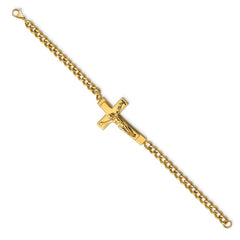 Chisel Stainless Steel Polished Yellow IP-plated Crucifix 8.5 inch Bracelet SRB2655-8
