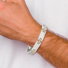 Chisel Stainless Steel with 14k Gold Accent Polished 8.5 inch Link Bracelet SRB2660-8.5