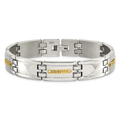 Chisel Stainless Steel with 14k Gold Accent Polished 8.75 inch Link Bracelet SRB2662-8.75