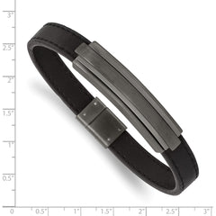 Chisel Stainless Steel Brushed and Polished Gun Metal IP-plated Black Rubber 8.5 inch Bracelet SRB2665-8.5